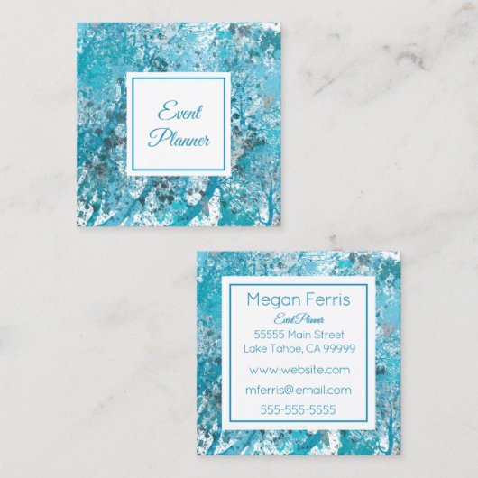 ブルーエレガント抽象芸術スクエアビジネスカード スクエア名刺 (正面/裏面)