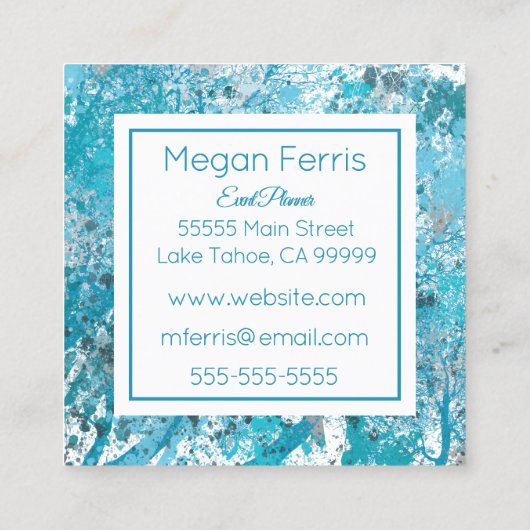 ブルーエレガント抽象芸術スクエアビジネスカード スクエア名刺 (裏面)