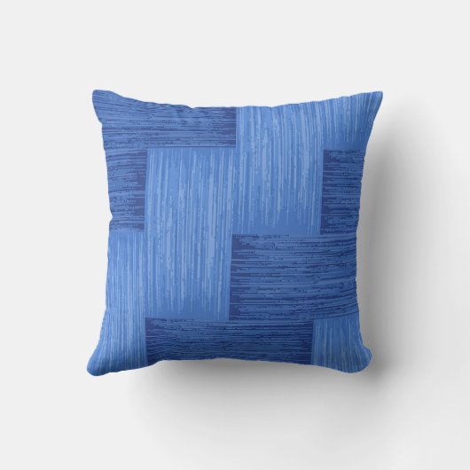 ブルーエレガント抽象芸術ブラシ付きストライプアートワーク | クッション (裏面)