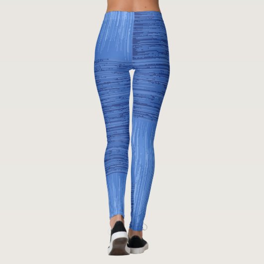 ブルーエレガント抽象芸術ブラシ付きストライプアートワーク | レギンス (裏面)