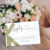 ブルーエレガント書道アンパサンドRSVP 出欠カード