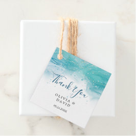 ブルーエレガント海サンキューメッセージカード フェイバータグ