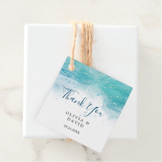 ブルーエレガント海サンキューメッセージカード フェイバータグ