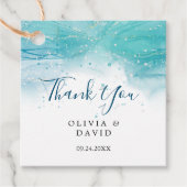 ブルーエレガント海サンキューメッセージカード フェイバータグ (正面)