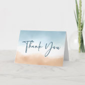 ブルーエレガント海ビーチショアサンド結婚ズ サンキューカード (正面)