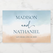 ブルーエレガント海ビーチショアサンド結婚ズ スパークリングワインラベル (シングルラベル)