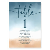 ブルーエレガント海ビーチショアサンド結婚ズ テーブルナンバー (正面)