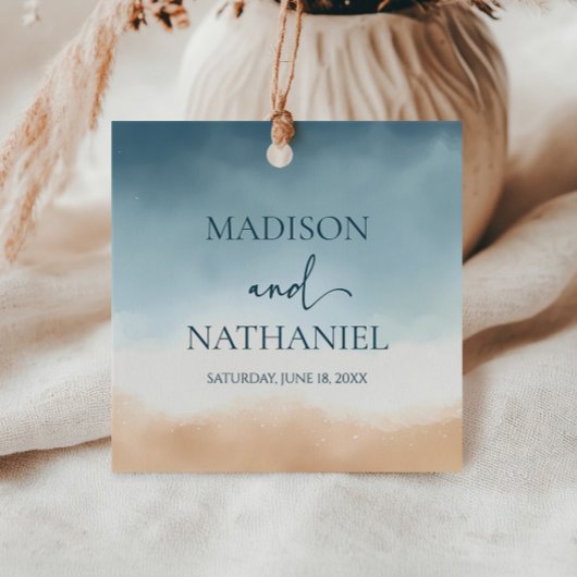 ブルーエレガント海ビーチショアサンド結婚ズ フェイバータグ