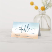 ブルーエレガント海ビーチショアサンド結婚ズ プレイスカード (正面)