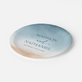 ブルーエレガント海ビーチショアサンド結婚ズ ペーパープレート (アングル)