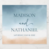 ブルーエレガント海ビーチショアサンド結婚ズ リキュールボトルラベル (シングルラベル)