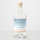 ブルーエレガント海ビーチショアサンド結婚ズ リキュールボトルラベル (正面)