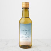 ブルーエレガント海ビーチショアサンド結婚ズ ワインラベル (正面)