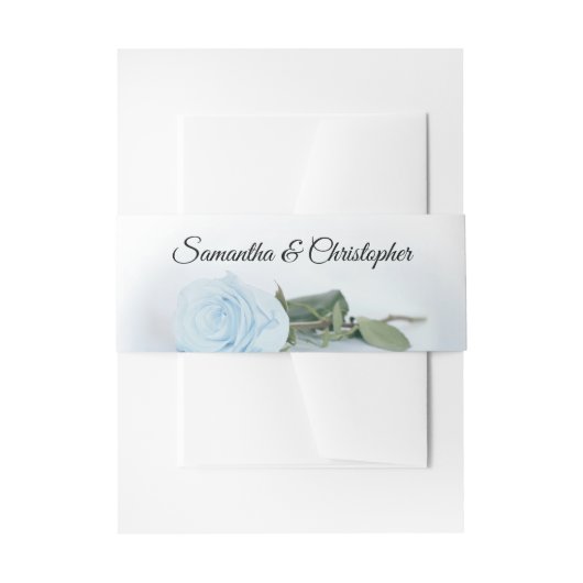 ブルーエレガント淡い色のバラシンプルグラム結婚ズ 招待状ベリーバンド (正面例)