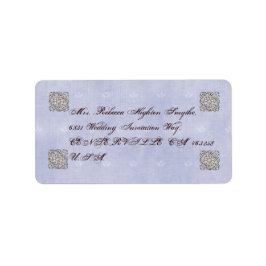 ブルーエレガント淡い色のヴィンテージウェディング住所 シール