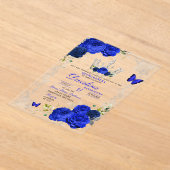 ブルーエレガント王室のクラウンキンセアニェラ アクリル招待状 (レイダウン)