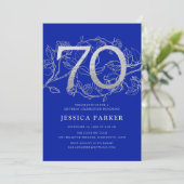 ブルーエレガント王室のシルバー70誕生日 招待状 (スタンド正面)