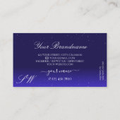 ブルーエレガント王室のダイヤきらめくモンドとモノグラム 名刺 (裏面)