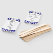 ブルーエレガント王室のダマスク結婚式プログラム ハンドファン (組立なし)