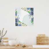 ブルーエレガント王室のバラ結婚式招待状 ポスター (キッチン)