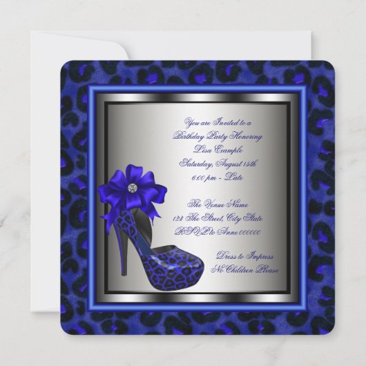 ブルーエレガント王室のバースデーパーティー 招待状 (裏面)