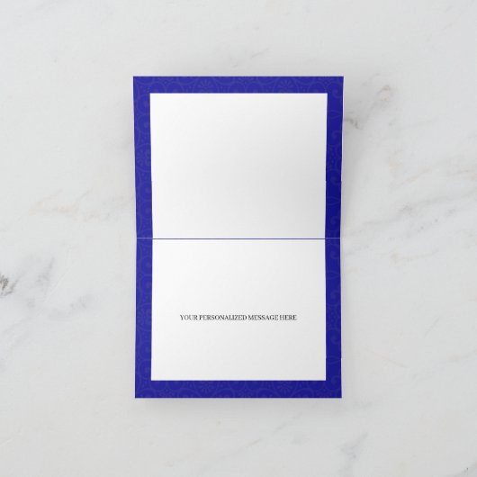 ブルーエレガント王室のフローラキンセアニェラありがとう 招待状 (内部)