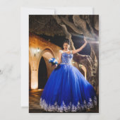 ブルーエレガント王室のフローラ写真キンセアニラ サンキューカード (裏面)