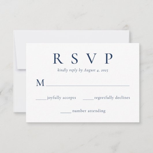 ブルーエレガント王室のベージュウェディングRSVPカード 出欠カード (正面)