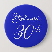 ブルーエレガント王室のモノグラム30歳の誕生日パーティー 缶バッジ (正面)