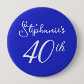 ブルーエレガント王室のモノグラム40歳の誕生日パーティー 缶バッジ (正面)