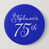 ブルーエレガント王室のモノグラム75th誕生日パーティー 缶バッジ (正面)