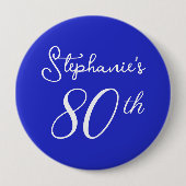 ブルーエレガント王室のモノグラム80th誕生日パーティー 缶バッジ (正面)