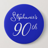 ブルーエレガント王室のモノグラム90th誕生日パーティー 缶バッジ (正面)