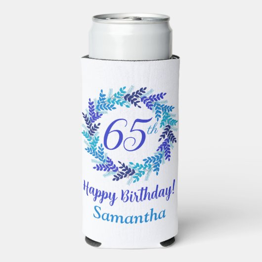 ブルーエレガント王室のリース65誕生日 スリム缶クーラー (Seltzer裏面)