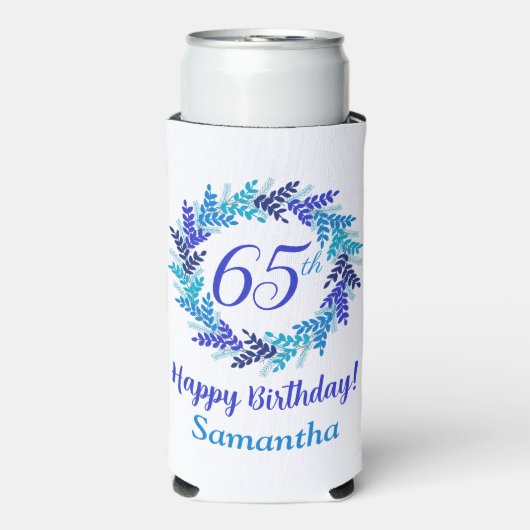 ブルーエレガント王室のリース65誕生日 スリム缶クーラー (Seltzer正面)