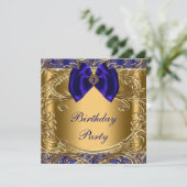 ブルーエレガント王室の金ゴールド誕生会 招待状 (スタンド正面)