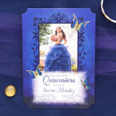 ブルーエレガント王室の&金ゴールド蝶キンセアニェラ 招待状