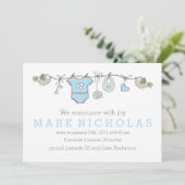 ブルーエレガント男の赤ちゃん服の発表 案内状 (スタンド正面)