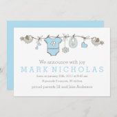 ブルーエレガント男の赤ちゃん服の発表 案内状 (正面/裏面)