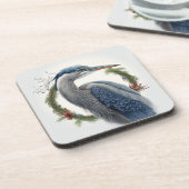 ブルーエレガント素晴らしヘロンの休日/クリスマス コースター (左側)
