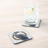 ブルーエレガント素晴らしヘロンの休日/クリスマス コースター (右側)