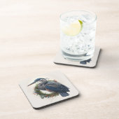 ブルーエレガント素晴らしヘロンの休日/クリスマス コースター (右側)