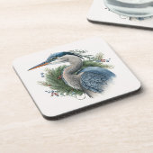 ブルーエレガント素晴らしヘロンの休日/クリスマス コースター (左側)