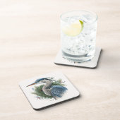 ブルーエレガント素晴らしヘロンの休日/クリスマス コースター (右側)