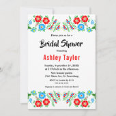 ブルーエレガント素朴レッドローゼスフローラブライダルシャワー 招待状 (正面)