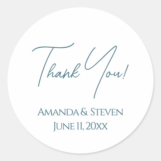 ブルーエレガント結婚の感謝 ラウンドシール (正面)