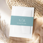 ブルーエレガント結婚ズモノグラムシンプル 招待状ベリーバンド