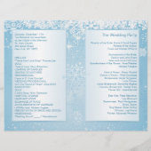 ブルーエレガント結婚式 プログラムの白い雪 (裏面)