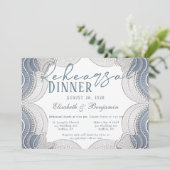 ブルーエレガント縁どリハーサルディナーにレース 招待状 (スタンド正面)
