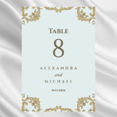 ブルーエレガント華美バ結婚ロック テーブルナンバー